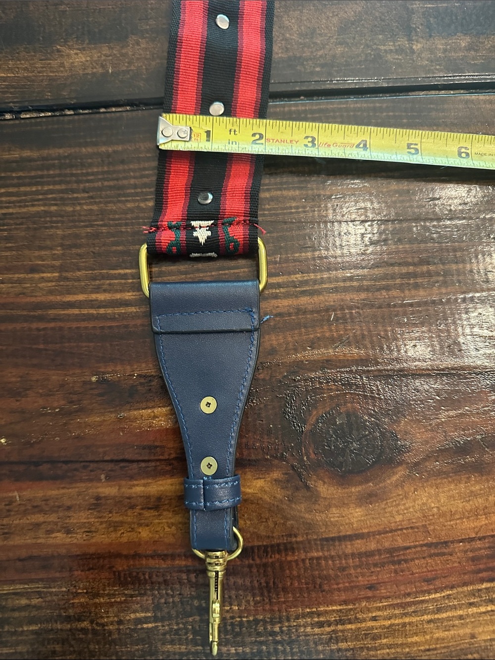 Southwestern inspired navy blue leather brass tone clasps medallions belt/strap - Picture 9 of 15